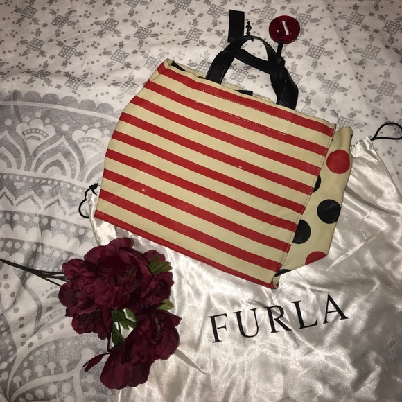 Striped&Polka Dot leather handbag - Picture 1 of 5